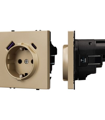 Механизм розетки с USB зарядкой Arlight SCT-NOBE-MUAC-SFPL-GD (230V, 16A) 054286