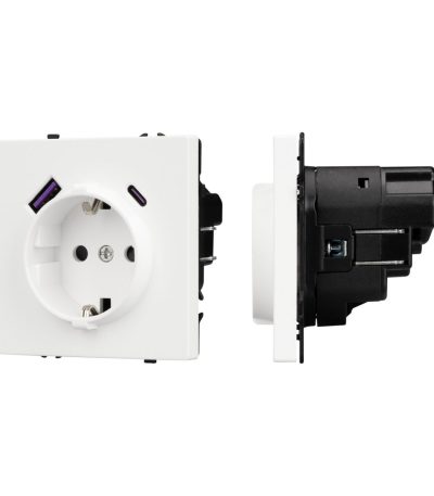 Механизм розетки с USB зарядкой Arlight SCT-NOBE-MUAC-SFPL-WH (230V, 16A) 054284