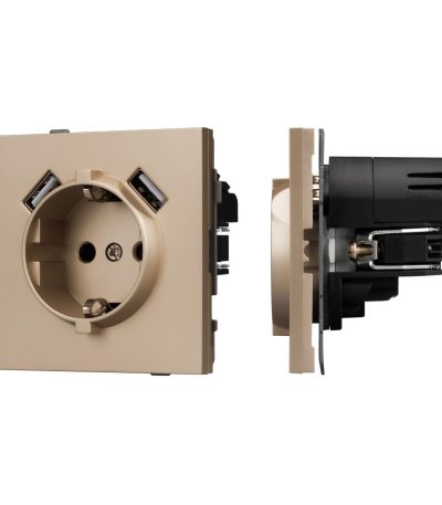 Механизм розетки с USB зарядкой Arlight SCT-TENDO-MUAA-PL-GD (230V, 16A) 054085