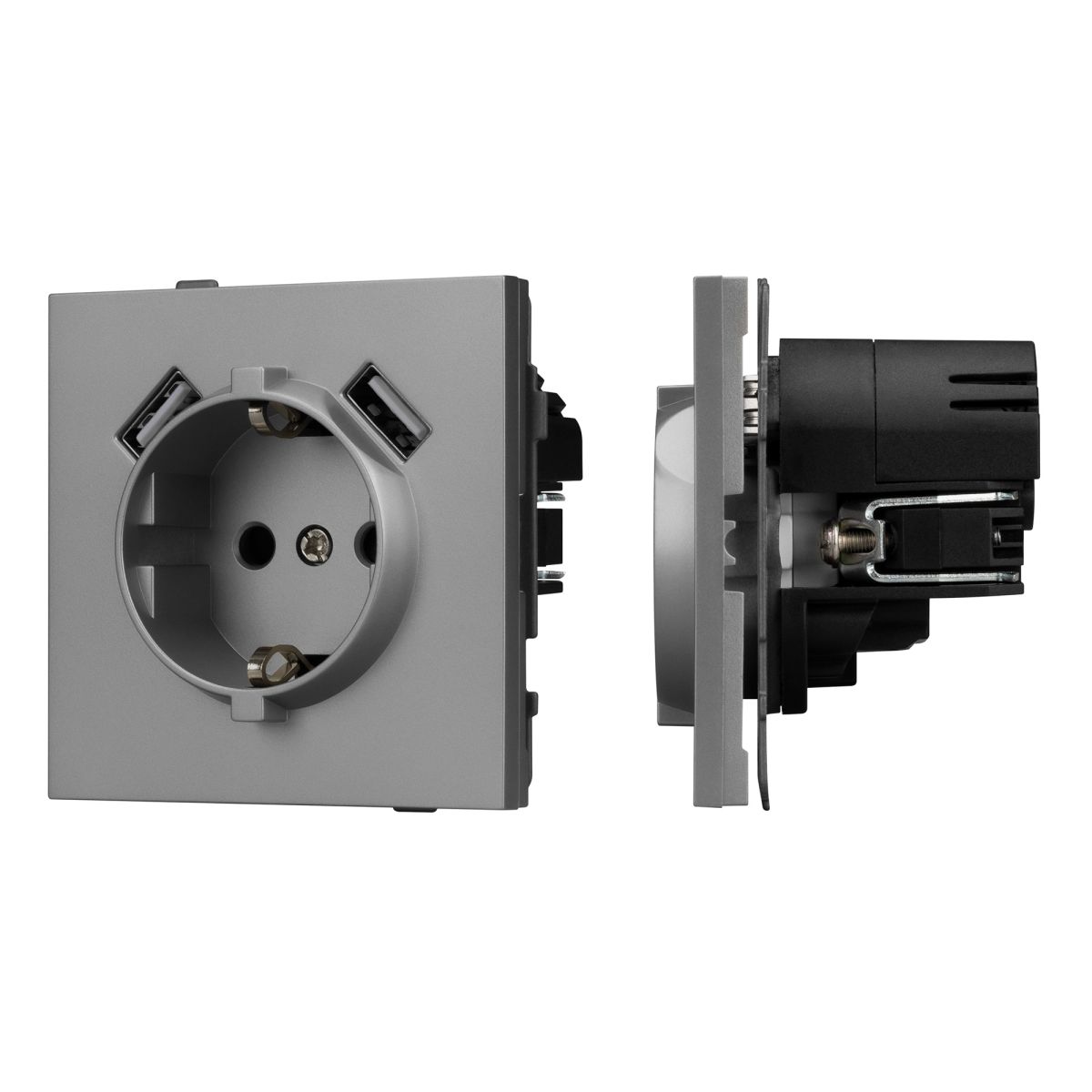 Механизм розетки с USB зарядкой Arlight SCT-TENDO-MUAA-PL-GR (230V, 16A) 054084