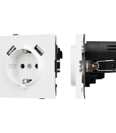 Механизм розетки с USB зарядкой Arlight SCT-TENDO-MUAA-PL-WH (230V, 16A) 054082