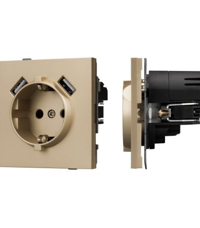 Механизм розетки с USB зарядкой Arlight SCT-TENDO-MUAA-SFPL-GD (230V, 16A) 054604