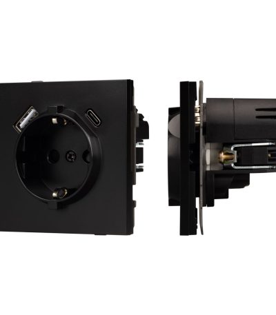 Механизм розетки с USB зарядкой Arlight SCT-TENDO-MUAC-PL-BK (230V, 16A) 054087