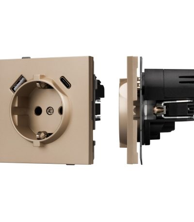 Механизм розетки с USB зарядкой Arlight SCT-TENDO-MUAC-PL-GD (230V, 16A) 054089