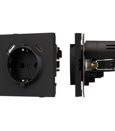 Механизм розетки с USB зарядкой Arlight SCT-TENDO-MUAC-SFPL-BK (230V, 16A) 054607