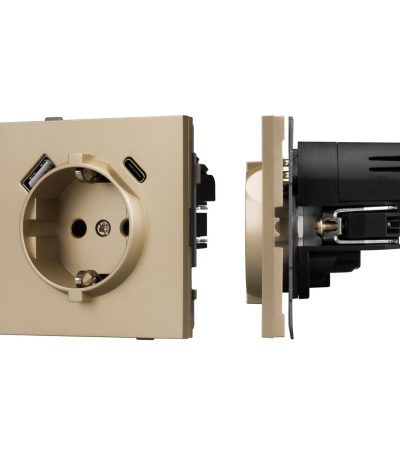 Механизм розетки с USB зарядкой Arlight SCT-TENDO-MUAC-SFPL-GD (230V, 16A) 054608