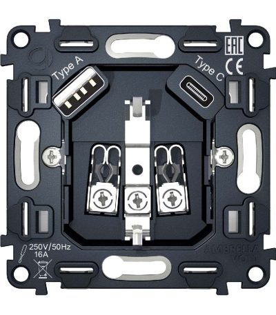 Механизм розетки с/з на винтовых зажимах Ambrella Volt Quant VM160