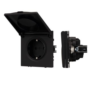 Механизм розетки влагозащищённый Arlight SCT-NOBE-MCP-SFPL-BK (230V, 16A) 054281