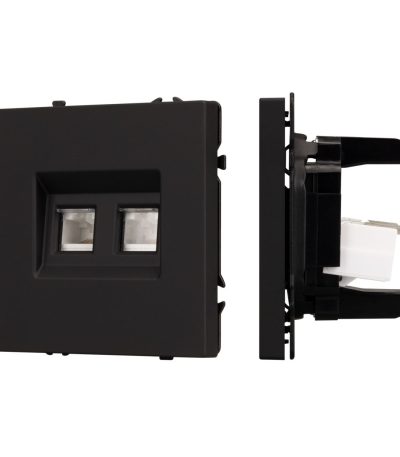 Механизм сдвоенной компьютерной розетки Arlight SCT-NOBE-MPC2-SFPL-BK (RJ-45, CAT6) 054313