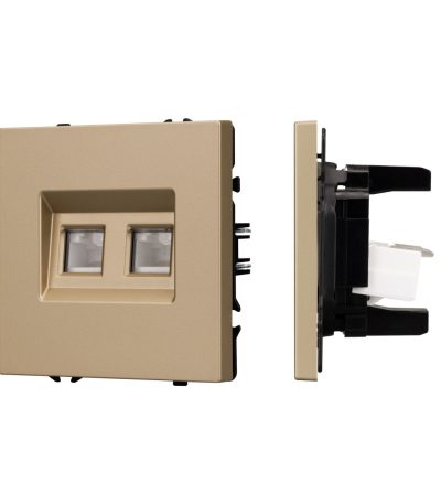 Механизм сдвоенной компьютерной розетки Arlight SCT-NOBE-MPC2-SFPL-GD (RJ-45, CAT6) 054314