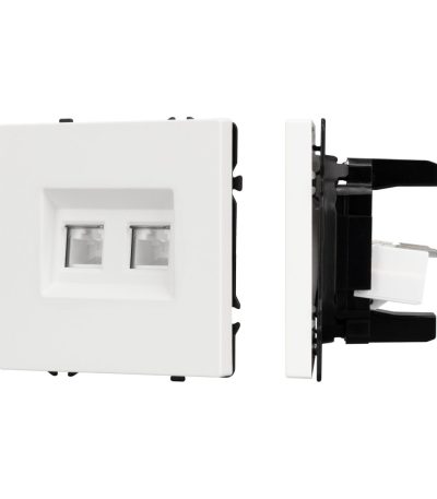 Механизм сдвоенной компьютерной розетки Arlight SCT-NOBE-MPC2-SFPL-WH (RJ-45, CAT6) 054312