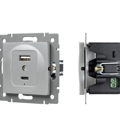 Механизм USB розетки Arlight SCT-MUAC-PL-GR-V (5V, 3A, QC4) 049840