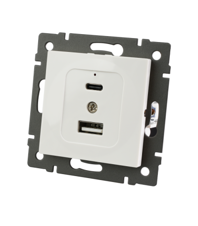 Механизм USB розетки Arlight SCT-MUAC-PL-WH-V (5V, 3A, QC4) 049839