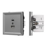 Механизм USB розетки Arlight SCT-TENDO-MUAC-PL-GR (5V, 3A, QC3) 054096