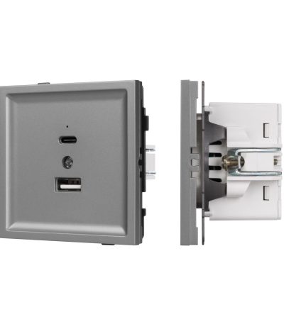 Механизм USB розетки Arlight SCT-TENDO-MUAC-PL-GR (5V, 3A, QC3) 054096