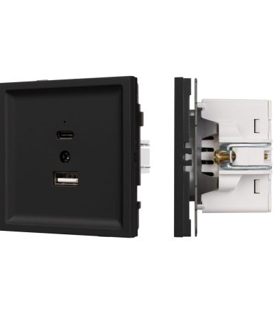 Механизм USB розетки Arlight SCT-TENDO-MUAC-SFPL-BK (5V, 3A, QC3) 054536