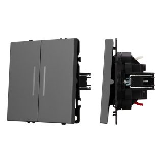 Механизм выключателя двухклавишный проходной Arlight LED SWT-NOBE-MKP2-SFPL-L-GR (230V, 10A) 054269