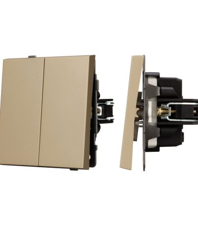 Механизм выключателя двухклавишный проходной Arlight SWT-TENDO-MKP2-SFPL-GD (230V, 10A) 054554