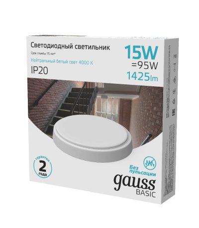 Настенно-потолочный светильник Gauss Basic 193411215B