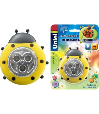 Настольная лампа (07718) Uniel DTL-354 Божья Коровка/Yellow/3LED/3AAA