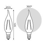 Лампа светодиодная филаментная Gauss E14 11W 2700К прозрачная 104801111