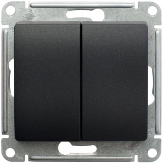 Переключатель 2-клавишный, сх.6, 10АХ Systeme Electric Glossa Антрацит GSL000765