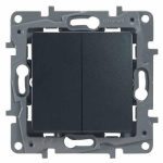 Переключатель двухклавишный Legrand Etika 10A 250V антрацит 672612