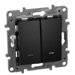 Переключатель двухклавишный Legrand Etika с подсветкой 10A 250V антрацит 672616