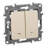 Переключатель двухклавишный Legrand Etika с подсветкой 10A 250V слоновая кость 672316
