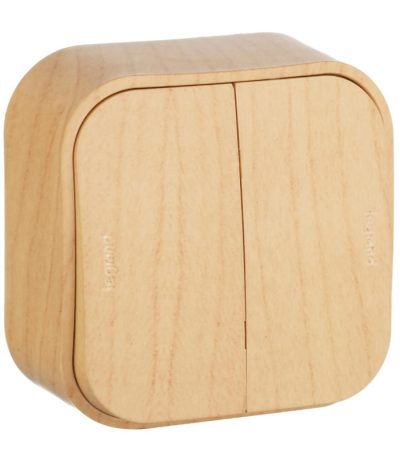 Переключатель двухклавишный на 2 направления Legrand Quteo 10A 250V дерево 782266
