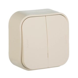 Переключатель двухклавишный на 2 направления Legrand Quteo 10A 250V слоновая кость 782236