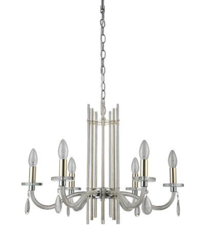 Подвесная люстра Crystal Lux AURELIO SP6 GOLD+CHROME/TRANSPARENT