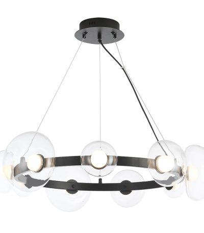 Подвесная люстра Crystal Lux BOSQUE SP9 BLACK/TRANSPARENT