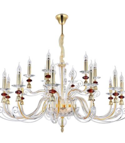 Подвесная люстра Crystal lux CATARINA SP12+6 V2 GOLD/TRANSPARENT-COGNAC