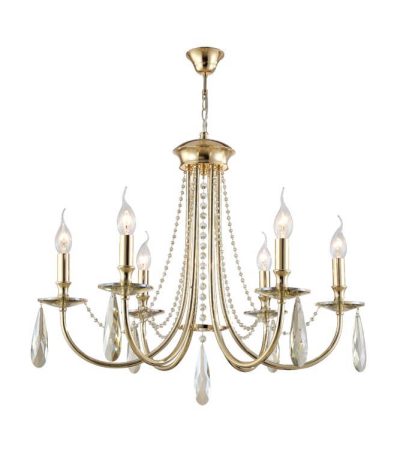 Подвесная люстра Crystal Lux Victoria SP6 Gold/Amber