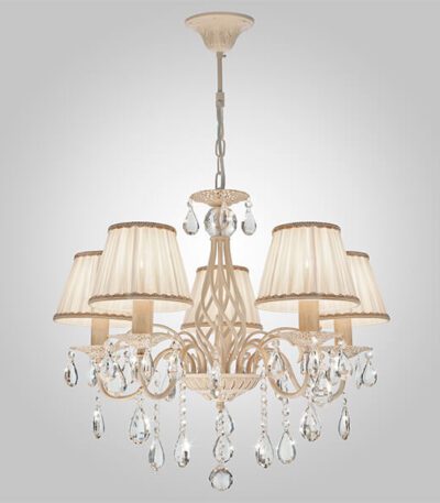 Подвесная люстра Eurosvet 10054/5 белый с золотом/прозрачный хрусталь Strotskis