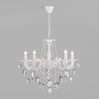 Подвесная люстра Eurosvet 10108/5 белый/прозрачный хрусталь Strotskis