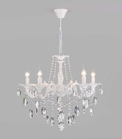 Подвесная люстра Eurosvet 10108/5 белый/прозрачный хрусталь Strotskis