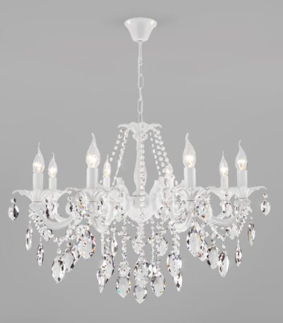 Подвесная люстра Eurosvet 10108/8 белый/прозрачный хрусталь Strotskis