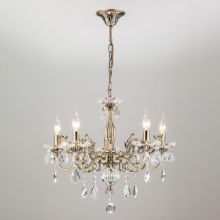 Подвесная люстра Eurosvet 3281/5 античная бронза/прозрачный хрусталь Strotskis