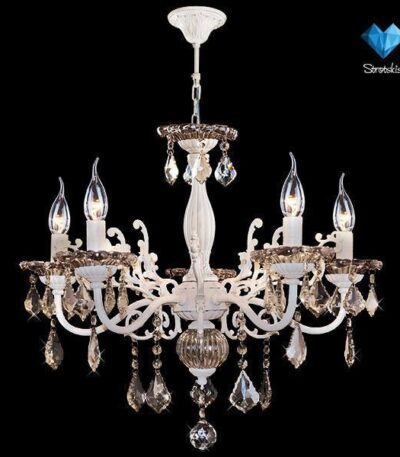 Подвесная люстра Eurosvet 3281/5 белый с золотом/тонированный хрусталь Strotskis