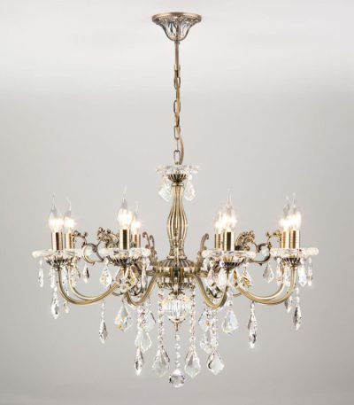 Подвесная люстра Eurosvet 3281/8 античная бронза/прозрачный хрусталь Strotskis
