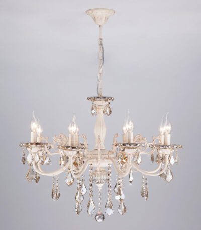 Подвесная люстра Eurosvet 3281/8 белый с золотом/тонированный хрусталь Strotskis