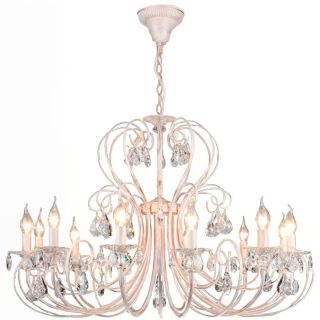 Подвесная люстра Eurosvet 3305/12 белый с золотом/прозрачный хрусталь Strotskis