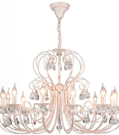 Подвесная люстра Eurosvet 3305/12 белый с золотом/прозрачный хрусталь Strotskis