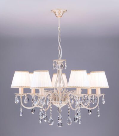 Подвесная люстра Eurosvet 3637/7 белый с золотом/прозрачный хрусталь Strotskis