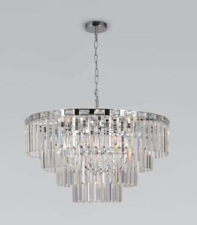 Подвесная люстра Eurosvet Elegante 10130/10 хром/прозрачный хрусталь Strotskis a060641