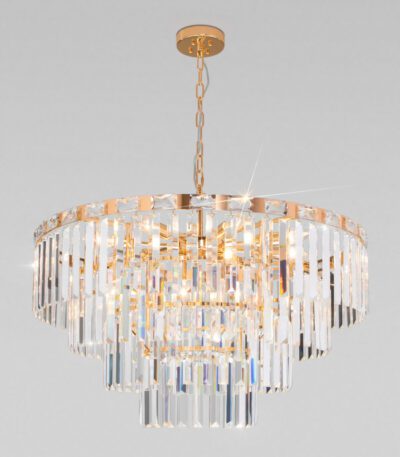 Подвесная люстра Eurosvet Elegante 10130/10 золото/прозрачный хрусталь Strotskis a060643