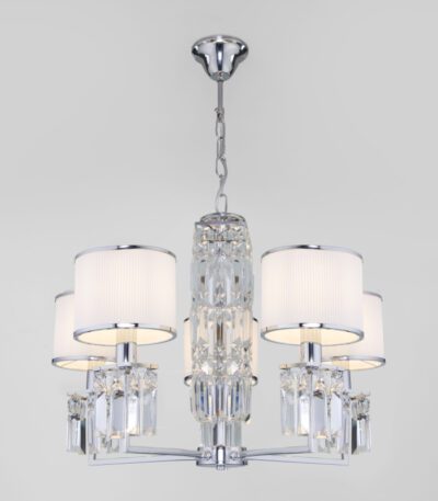 Подвесная люстра Eurosvet Zaffiro 10099/5 хром/прозрачный хрусталь Strotskis (новый абажур)