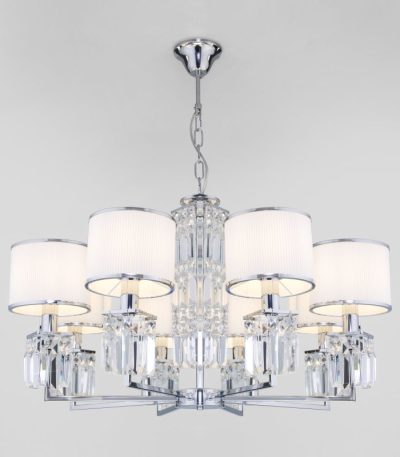 Подвесная люстра Eurosvet Zaffiro 10099/8 хром/прозрачный хрусталь Strotskis (новый абажур)
